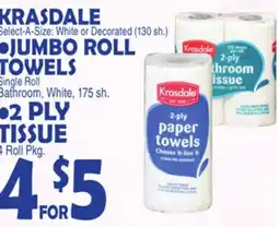 Bravo Supermarkets KRASDALE JUMBO ROLL TOWELS, Single Roll offer