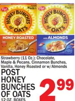C Town POST HONEY BUNCHES OF OATS 12 OZ. BOXES offer