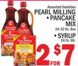 C Town PEARL MILLING PANCAKE MIX 24-32 Oz. Box, SYRUP 24 Oz. Btl offer