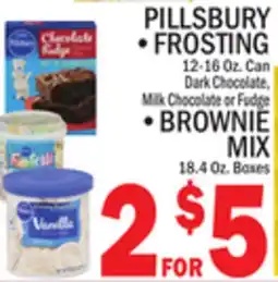 C Town PILLSBURY FROSTING 12-16 Oz. Can, BROWNIE MIX 18.4 Oz. Boxes offer