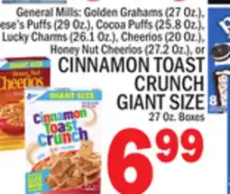 C Town CINNAMON TOAST CRUNCH GIANT SIZE 27 Oz. Boxes offer
