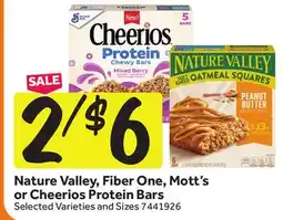 Stop&Shop Nature Valley, Fiber One, Mott's or Cheerios Protein Bars offer