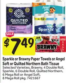 Stop&Shop Sparkle or Brawny Paper Towels or Angel Soft or Quilted Northern Bath Tissue offer
