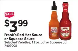 Stop&Shop Frank's Red Hot Sauce or Squeeze Sauce offer