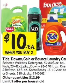 Stop&Shop Tide, Downy, Gain or Bounce Laundry Care offer