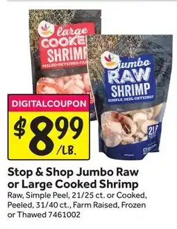 Stop&Shop Stop & Shop Jumbo Raw or Large Cooked Shrimp offer