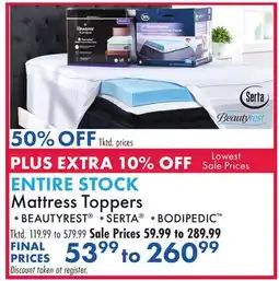 Boscov's ENTIRE STOCK Mattress Toppers offer