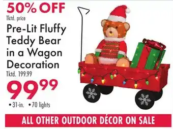 Boscov's Pre-Lit Fluffy Teddy Bear in a Wagon Decoration offer