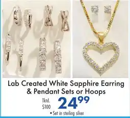 Boscov's Lab Created White Sapphire Earring & Pendant Sets or Hoops offer