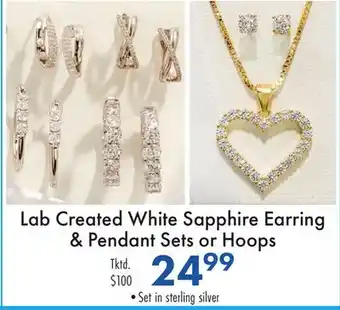 Boscov's Lab Created White Sapphire Earring & Pendant Sets or Hoops offer