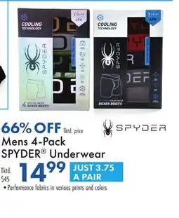 Boscov's Mens 4-Pack SPYDER Underwear offer