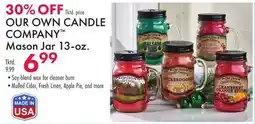 Boscov's OUR OWN CANDLE COMPANY Mason Jar offer
