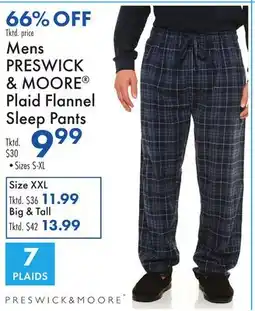 Boscov's Mens PRESWICK & MOORE Plaid Flannel Sleep Pants offer