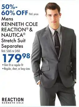 Boscov's Mens KENNETH COLE REACTION & NAUTICA Stretch Suit Separates offer