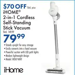 Boscov's iHOME 2-in-1 Cordless Self-Standing Stick Vacuum offer