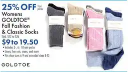 Boscov's Womens GOLDTOE Fall Fashion & Classic Socks offer