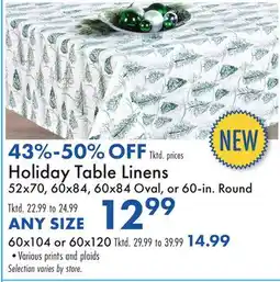 Boscov's Holiday Table Linens offer