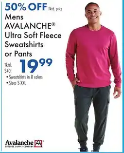 Boscov's Mens AVALANCHE Ultra Soft Fleece Sweatshirts or Pants offer