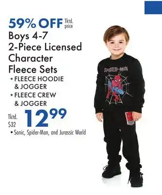 Boscov's 4-7 2-Piece Licensed Character Fleece Sets offer