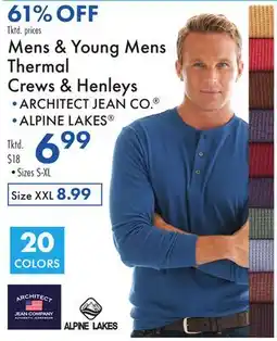 Boscov's Mens & Young Mens Thermal Crews & Henleys offer