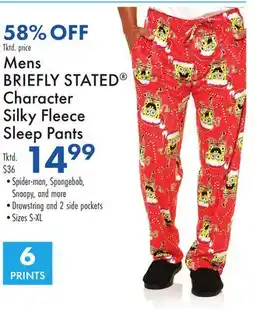 Boscov's Mens BRIEFLY STATED Character Silky Fleece Sleep Pants offer