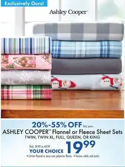 Boscov's ASHLEY COOPER Flannel or Fleece Sheet Sets offer