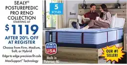 Boscov's SEALY POSTUREPEDIC PRO RENO COLLECTION offer