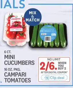 Kings Food Markets 6 CT. MINI CUCUMBERS 16 OZ. PKG. CAMPARI TOMATOES offer