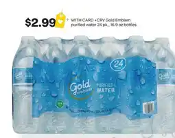 CVS Gold Emblem purified water 24 pk., 16.9 oz bottles offer