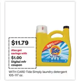 CVS Tide Simply laundry detergent 105-117 oz offer