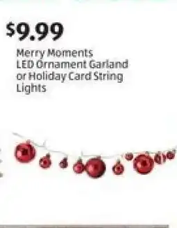 Aldi Merry Moments LED Ornament Garland or Holiday Card String Lights offer