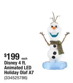 The Home Depot Disney 4 ft. Animated LED Holiday Olaf A7 offer