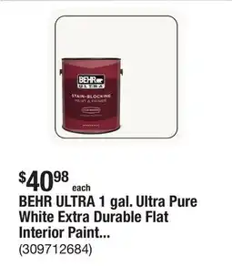 The Home Depot BEHR ULTRA 1 gal. Ultra Pure White Extra Durable Flat Interior Paint & Primer offer