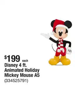 The Home Depot Disney 4 ft. Animated Holiday Mickey Mouse A5 offer
