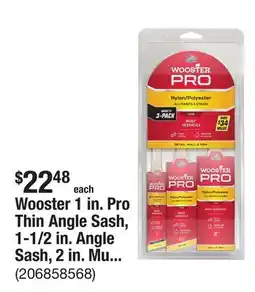 The Home Depot Wooster 1 in. Pro Thin Angle Sash, 1-1/2 in. Angle Sash, 2 in. Multisize Brush Pack (3-Pack) offer