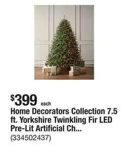 The Home Depot Home Decorators Collection 7.5 ft. Yorkshire Twinkling Fir LED Pre-Lit Artificial Christmas Tree T35 offer