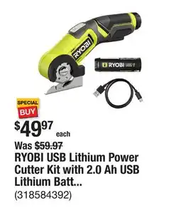 The Home Depot RYOBI USB Lithium Power Cutter Kit with 2.0 Ah USB Lithium Battery and Charging Cable offer