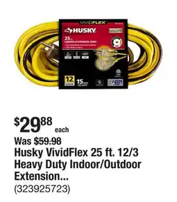 The Home Depot Husky VividFlex 25 ft. 12/3 Heavy Duty Indoor/Outdoor Extension Cord with Lighted End, Yellow offer