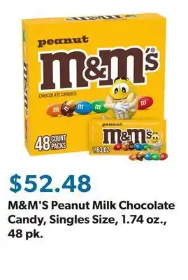Sam's Club M&M'S Peanut Milk Chocolate Candy, Singles Size, 1.74 oz., 48 pk offer