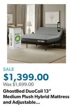 Sam's Club GhostBed DuoCoil 13 Medium Plush Hybrid Mattress and Adjustable Base Set offer