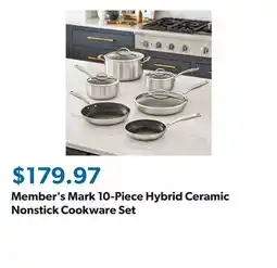 Sam's Club Member's Mark 10-Piece Hybrid Ceramic Nonstick Cookware Set offer