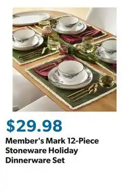 Sam's Club Member's Mark 12-Piece Stoneware Holiday Dinnerware Set offer