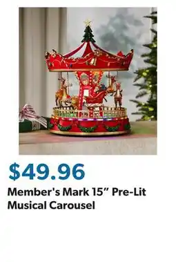 Sam's Club Member's Mark 15 Pre-Lit Musical Carousel offer