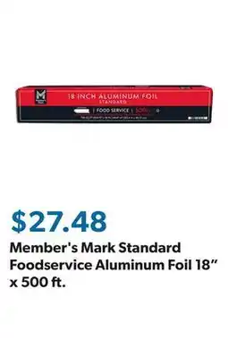 Sam's Club Member's Mark Standard Foodservice Aluminum Foil 18 x 500 ft offer