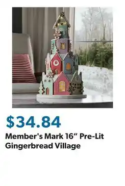 Sam's Club Member's Mark 16 Pre-Lit Gingerbread Village offer