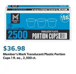 Sam's Club Member's Mark Translucent Plastic Portion Cups 1 fl. oz., 2,500 ct offer