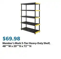 Sam's Club Member's Mark 5-Tier Heavy-Duty Shelf, 48W x 20D x 72H offer