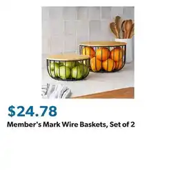 Sam's Club Member's Mark Wire Baskets, Set of 2 offer