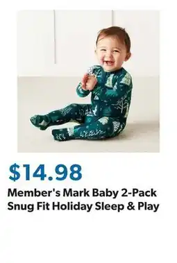 Sam's Club Member's Mark Baby 2-Pack Snug Fit Holiday Sleep & Play offer