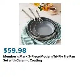 Sam's Club Member's Mark 3-Piece Modern Tri-Ply Fry Pan Set with Ceramic Coating offer